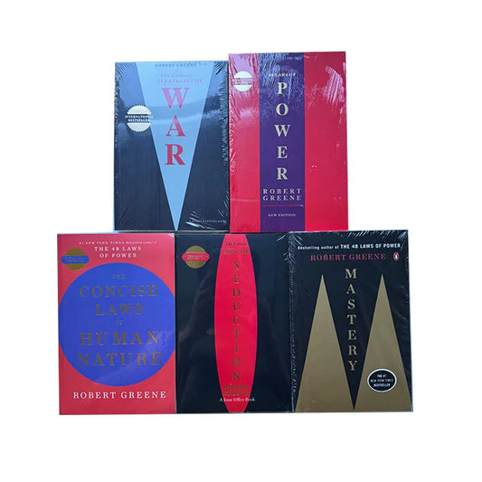 5 Books/set By Robert Greene The Concise 48 Laws Of Power; The Concise Laws of Human Nature; The Art of Seduction & Mastery: War